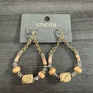 Chico’s Gold Chain Stone Dangle Earrings
